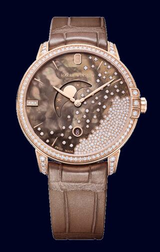 Harry Winston Midnight Diamond Drops Chocolate 39mm MIDQMP39RR004 Replica Watch